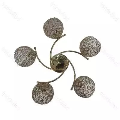 Lustra cristal eleganta L602 , lustra pendul,5*E27, schelet Auriu /Argintiu, abajur semitransparent cristal - lustra led