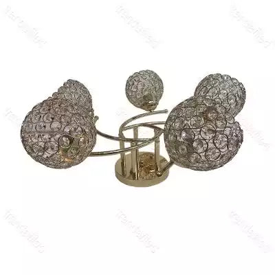 Lustra cristal eleganta L602 , lustra pendul,5*E27, schelet Auriu /Argintiu, abajur semitransparent cristal - lustra led