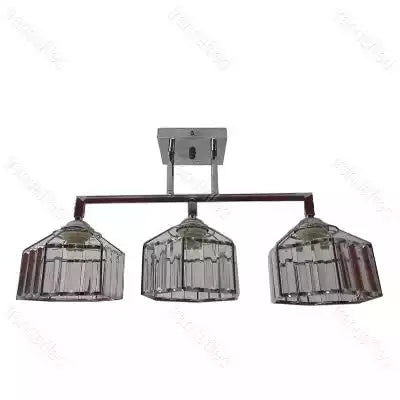 Lustra 609/3 , 3*e27, schelet Argintiu, schelet inox, abajur semitransparent cristal - lustra led