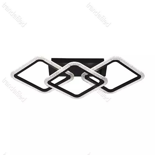 Lustră LED 80W cu Telecomandă, Negru, 3 Culori, Dimabilă, Design Modern, Tavan - lustra led