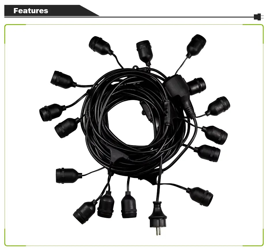 Ghirlandă Becuri Exterior 10M cu 20 Pendule E27 IP65 – Becurile Incluse - lustra led