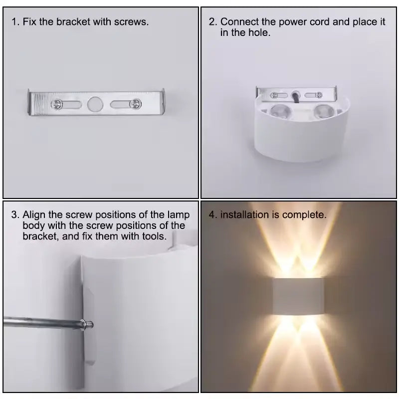 Aplică LED exterior albă 10W IP65 – detalii montaj perete și utilizare iluminat arhitectural fațadă