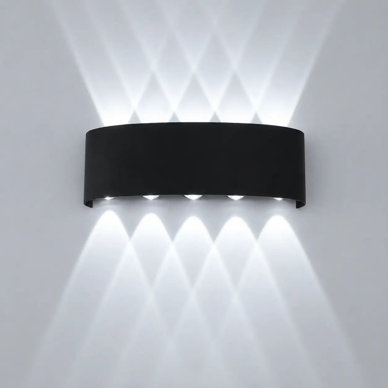 Aplică LED exterior perete neagră – efect fascicule lumină sus și jos pe perete, aluminiu vopsit