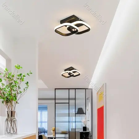 Aplică LED Neagră 44W cu Design Geometric - 3 Culori de Lumină
