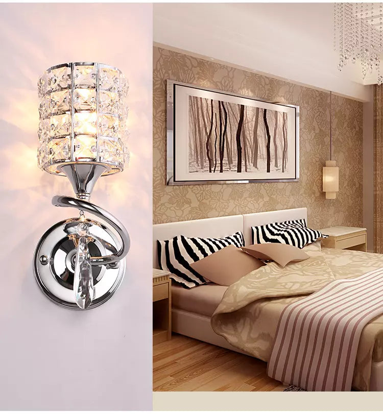 Aplica de Perete cu Abajur din Cristal, E27, 60W, Crom Lucios, Modernă,Aplica 606-FGD - lustra led