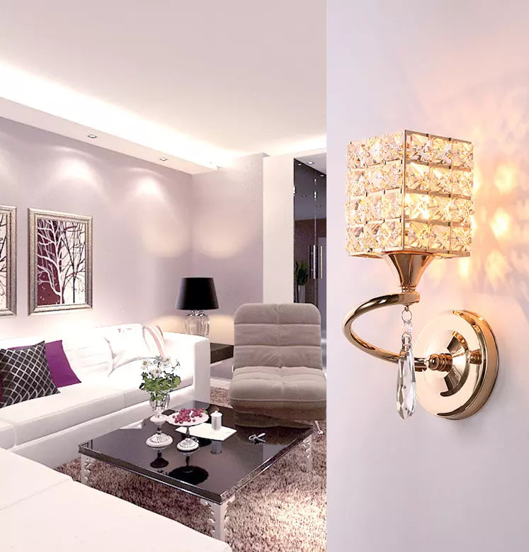 Aplica de Perete cu Abajur din Cristal, E27, 60W, Crom Lucios, Modernă,Aplica 606-FGD - lustra led