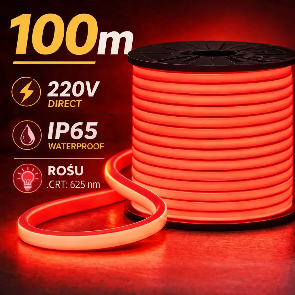 banda led neon rosu iluminat decorativ interior exterior