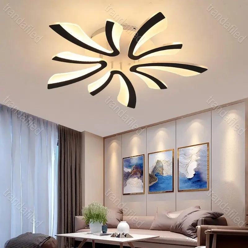 candelabru-led-120w-dimabil-cu-5-brate-telecomanda-si-control-mobil-design-modern-alb-mat-pentru-living-sau-dormitor