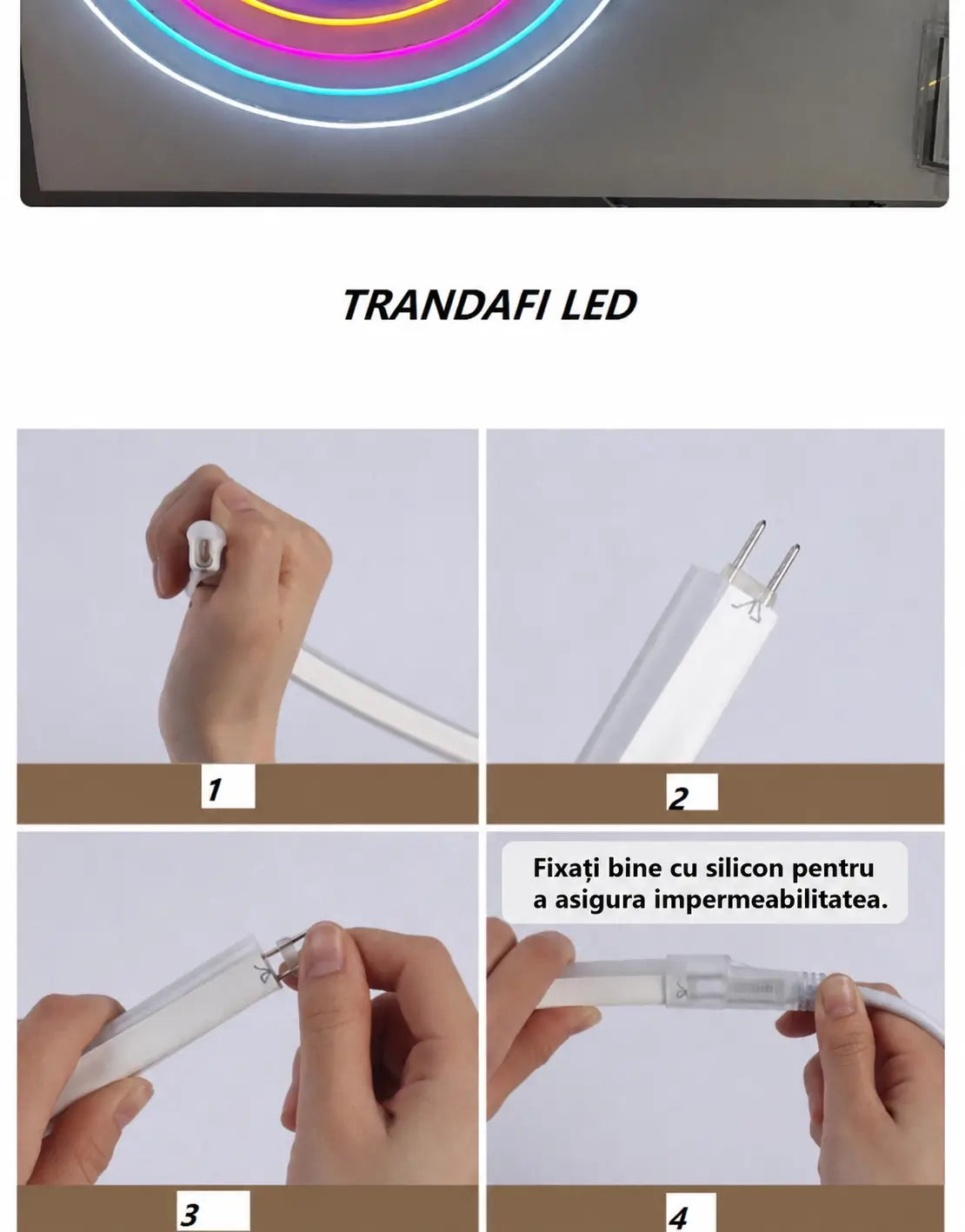 Instrucțiuni tăiere și conectare furtun LED neon