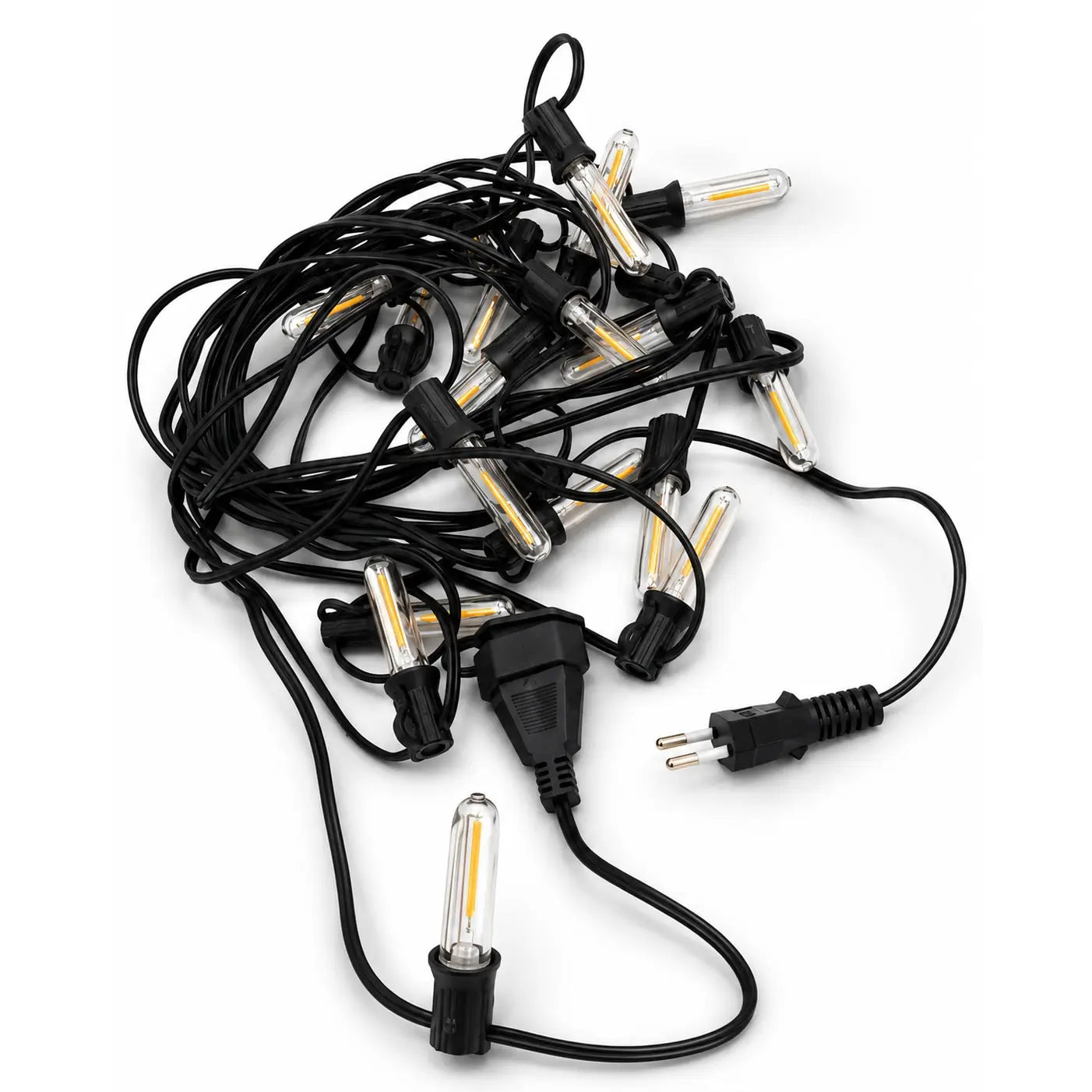 Ghirlandă luminoasă exterior 10m cu 25 becuri LED vintage E12 lumină caldă IP65 – cablu negru
