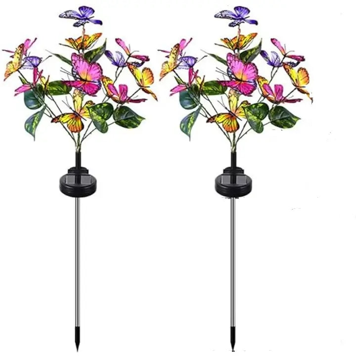 set 2 lampi solare cu fluturi LED pentru gradina iluminat decorativ exterior