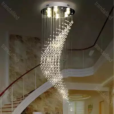 Candelabru spirală cu cristale K9, 7 lumini, crom, Ø40 cm, 120 cm înălțime  L23-400 - lustra led