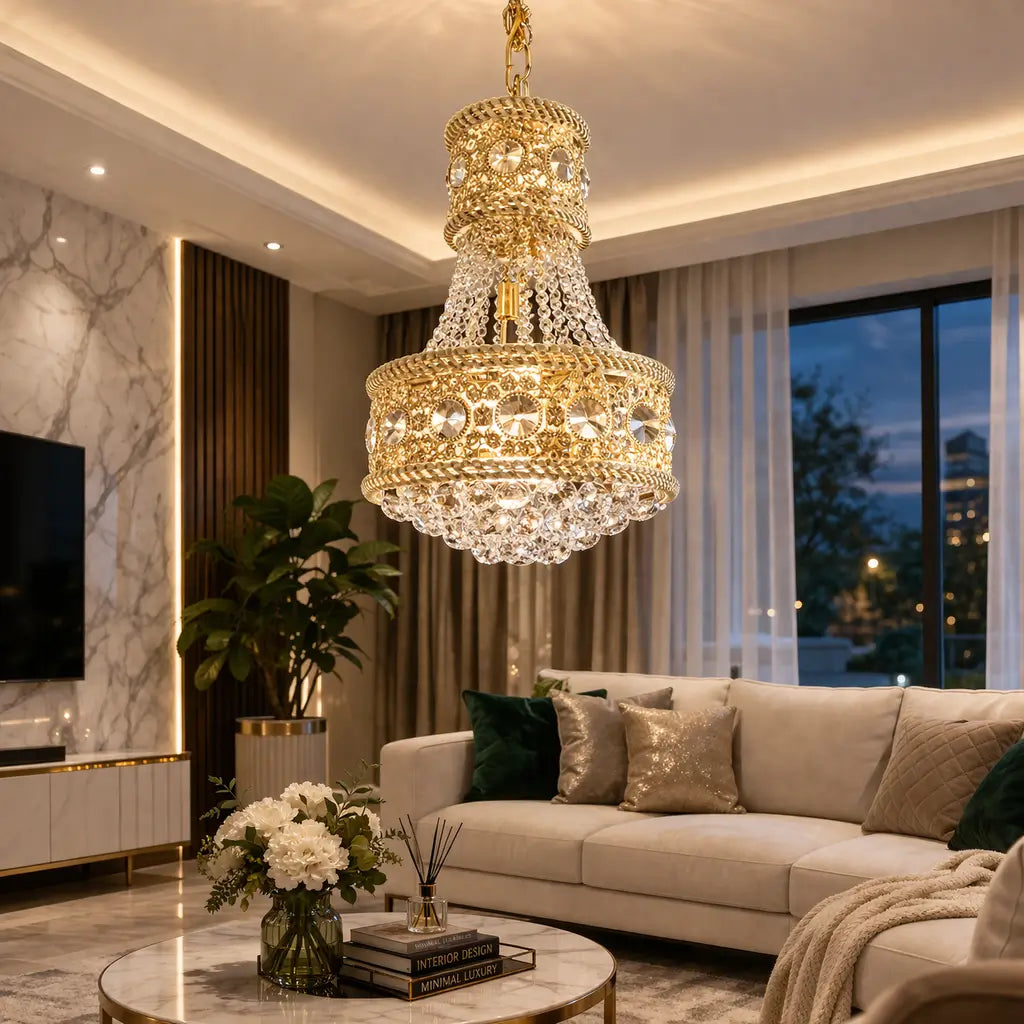 detaliu lustra aurie design elegant iluminat interior model 929