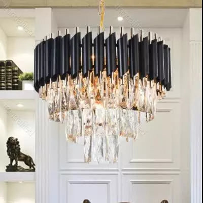 Lustră modernă cu cristale artificiale și finisaj negru, E14, Ø30–60 cm,923 Diam, E14