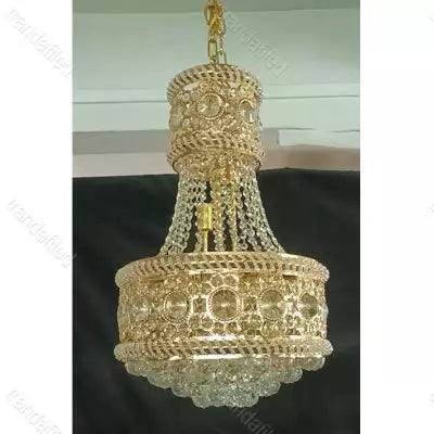 Candelabru auriu cu cristale artificiale, E14, Ø40–60 cm, design clasic ,929