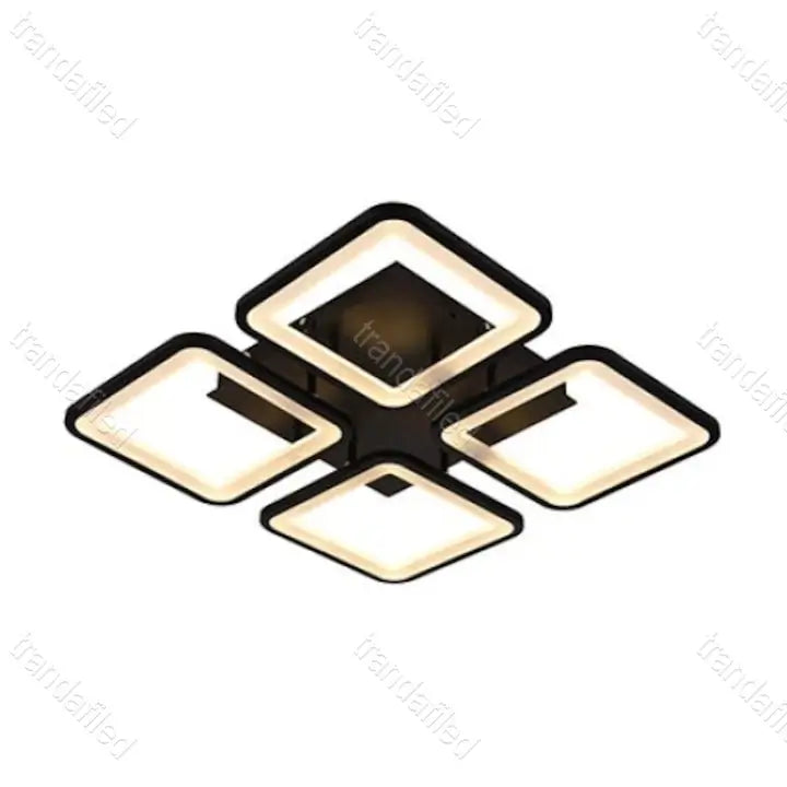 lustra-led-cu-4-patrate-neagra-design-modern-iluminat-interior