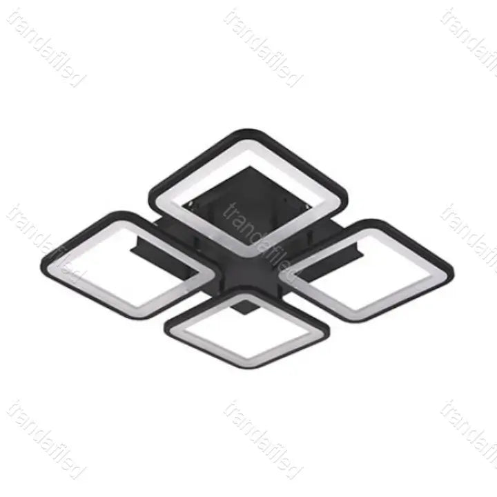 lustra-led-cu-4-patrate-neagra-design-modern-iluminat-interior