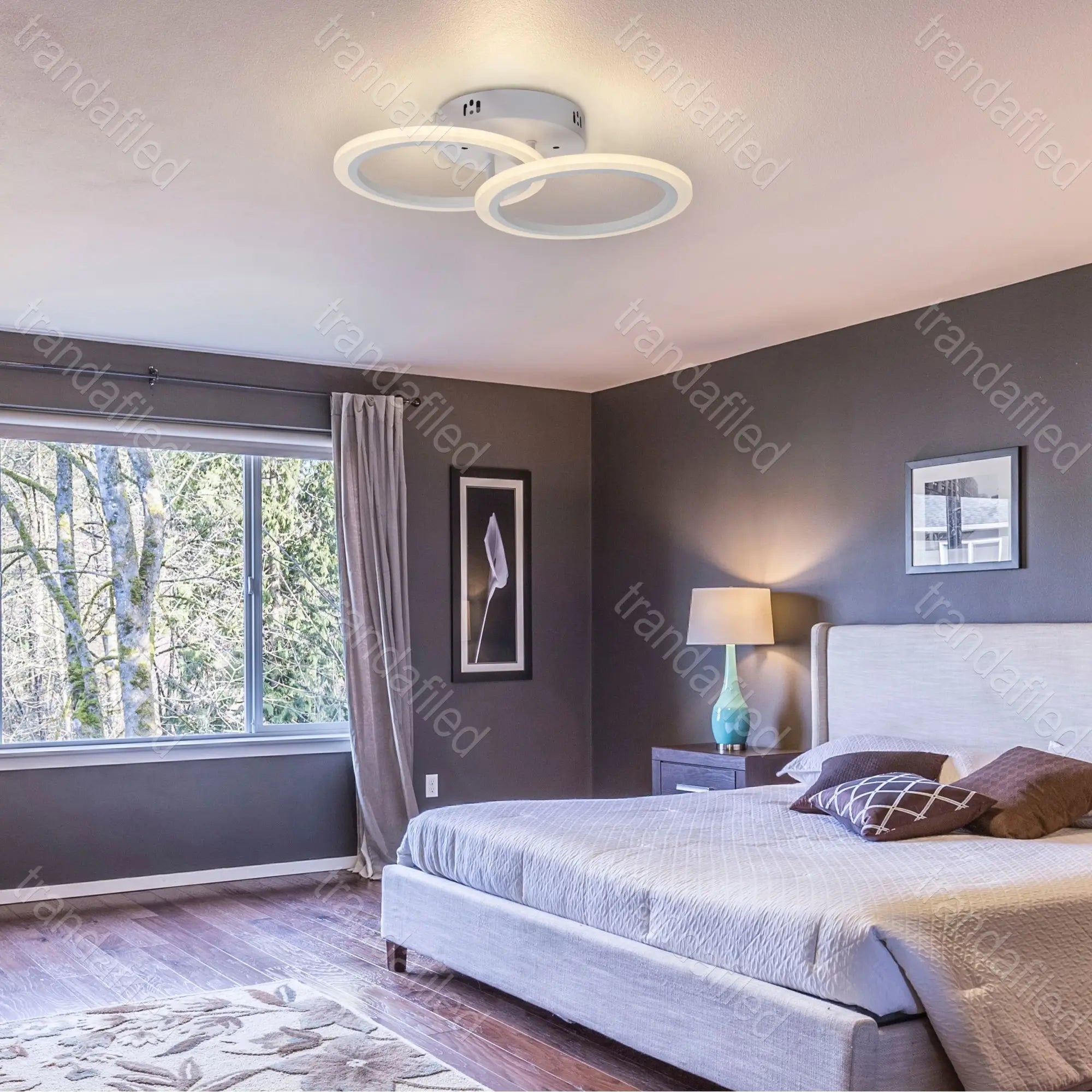 lustra-led-alba-cu-2-brate-design-cercuri-cu-telecomanda-lumina-reglabila-48w