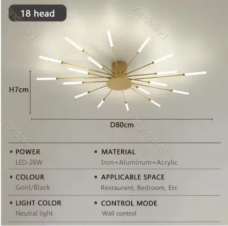 lustra-led-aurie-cu-18-28-42-brate-design-modern-soare