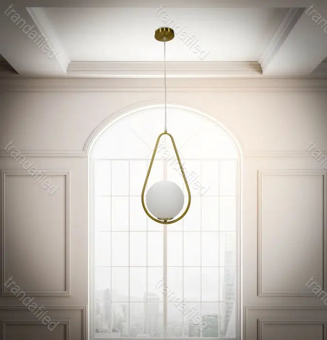 lustra-led-8006fgd-cu-cadru-auriu-si-glob-opal-in-forma-de-picatura