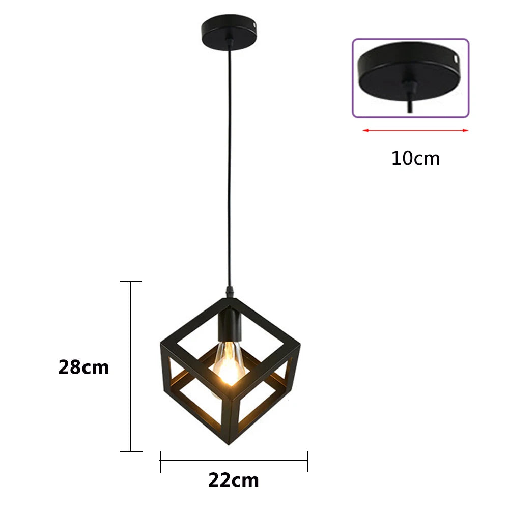 Pendul modern din metal, model triunghi, negru, E27, pentru living, bucătărie, dormitor 8769-B