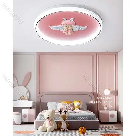 plafoniera-led-rotunda-copii-roz-fetita-cu-telecomanda-lumina-rece-naturala-calda