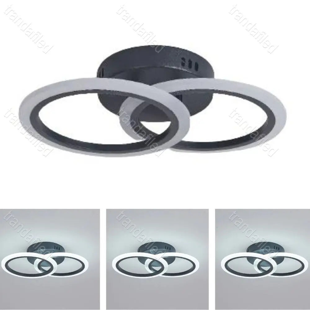 lustra-led-neagra-cu-2-brate-design-cercuri-cu-telecomanda-lumina-reglabila-48w