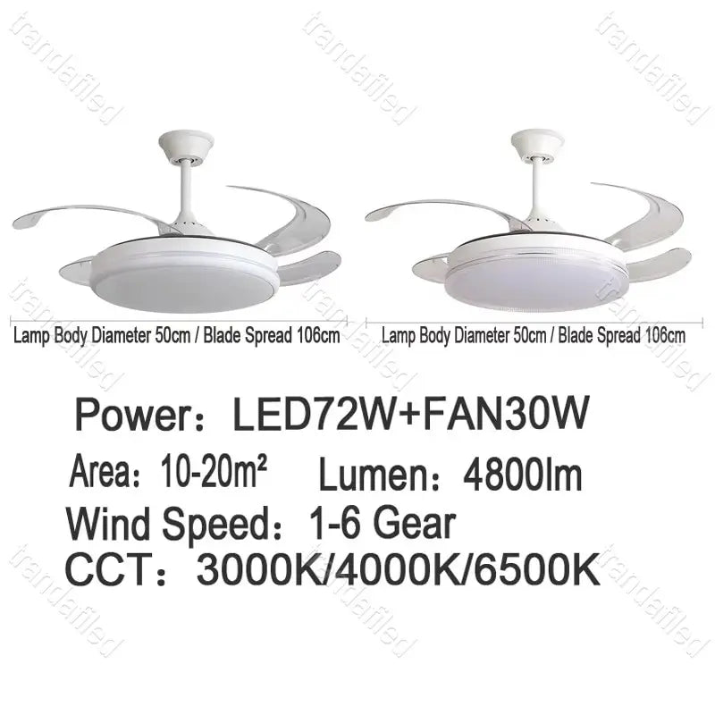 plafoniera-led-ventilator-2013fs-wh-alb-72w-palete-retractabile