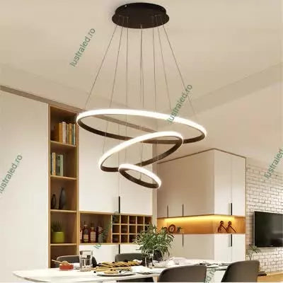 Lustre Led Living negru Lumina Neutra /alb Cu Telecomanda L01/20 40 60 - lustra led