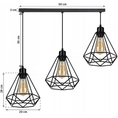 Lustra Vintage ,Negru, 220V, 3 Brate reglabile E27 1103zx-3 - AliLed