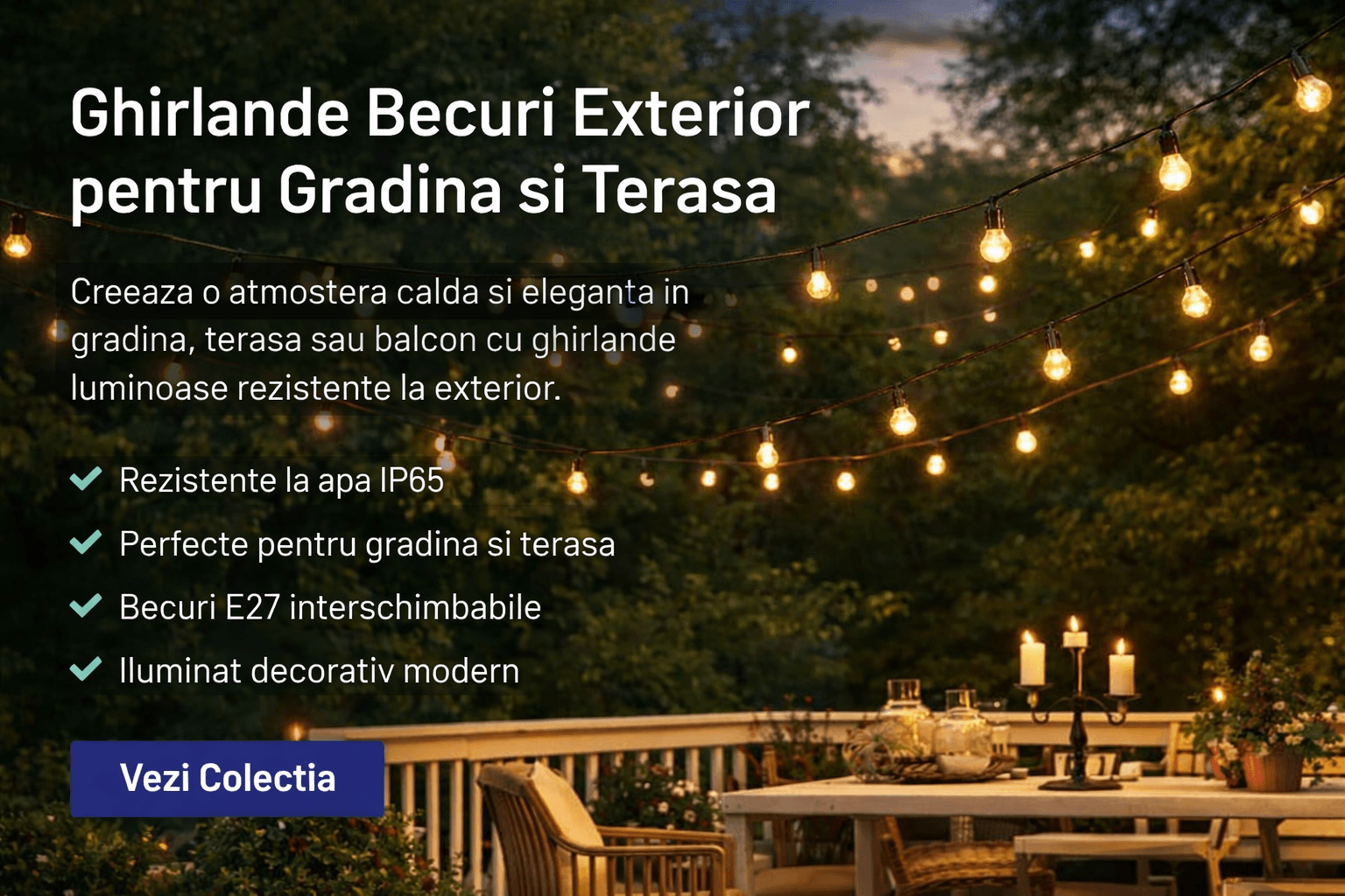 Ghirlande becuri exterior pentru gradina si terasa LustraLED