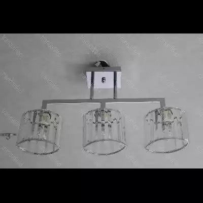 Lustra 609/3 , 3*e27, schelet Argintiu, schelet inox, abajur semitransparent cristal - lustra led