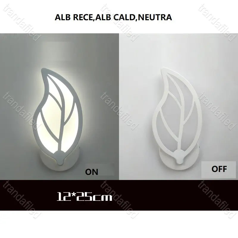 aplica-led-moderna-35w-3-culori-design-frunza-alb-negru-26cm-iluminat-modern