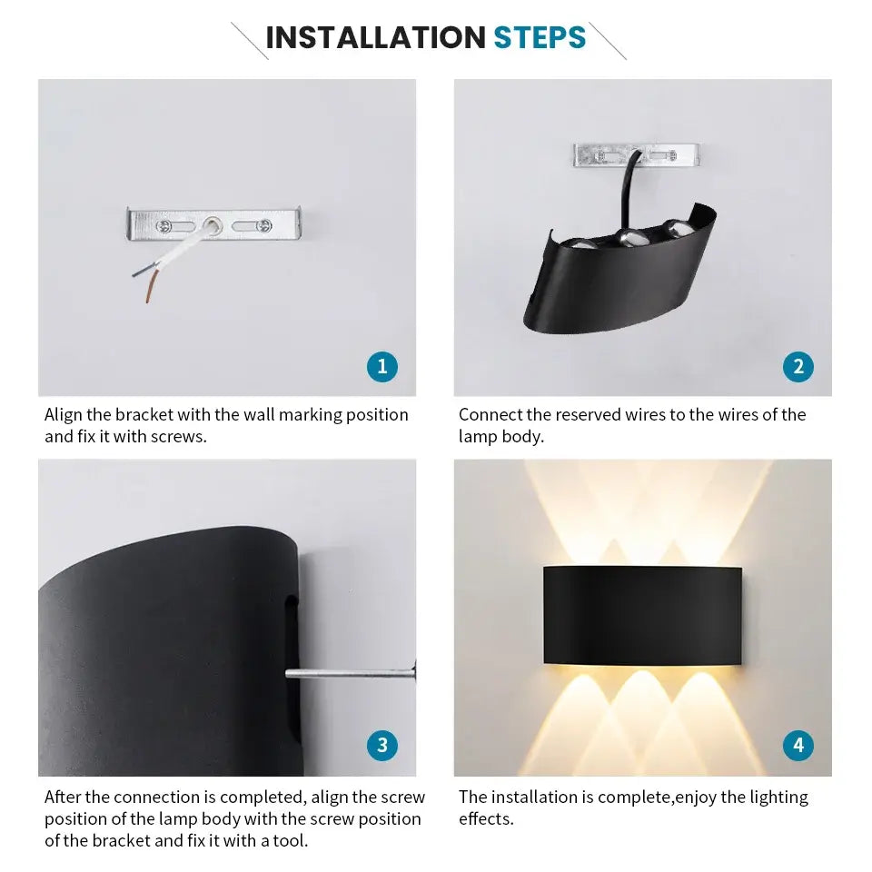 Ghid de instalare pentru aplica LED exterior 10W IP65 neagra