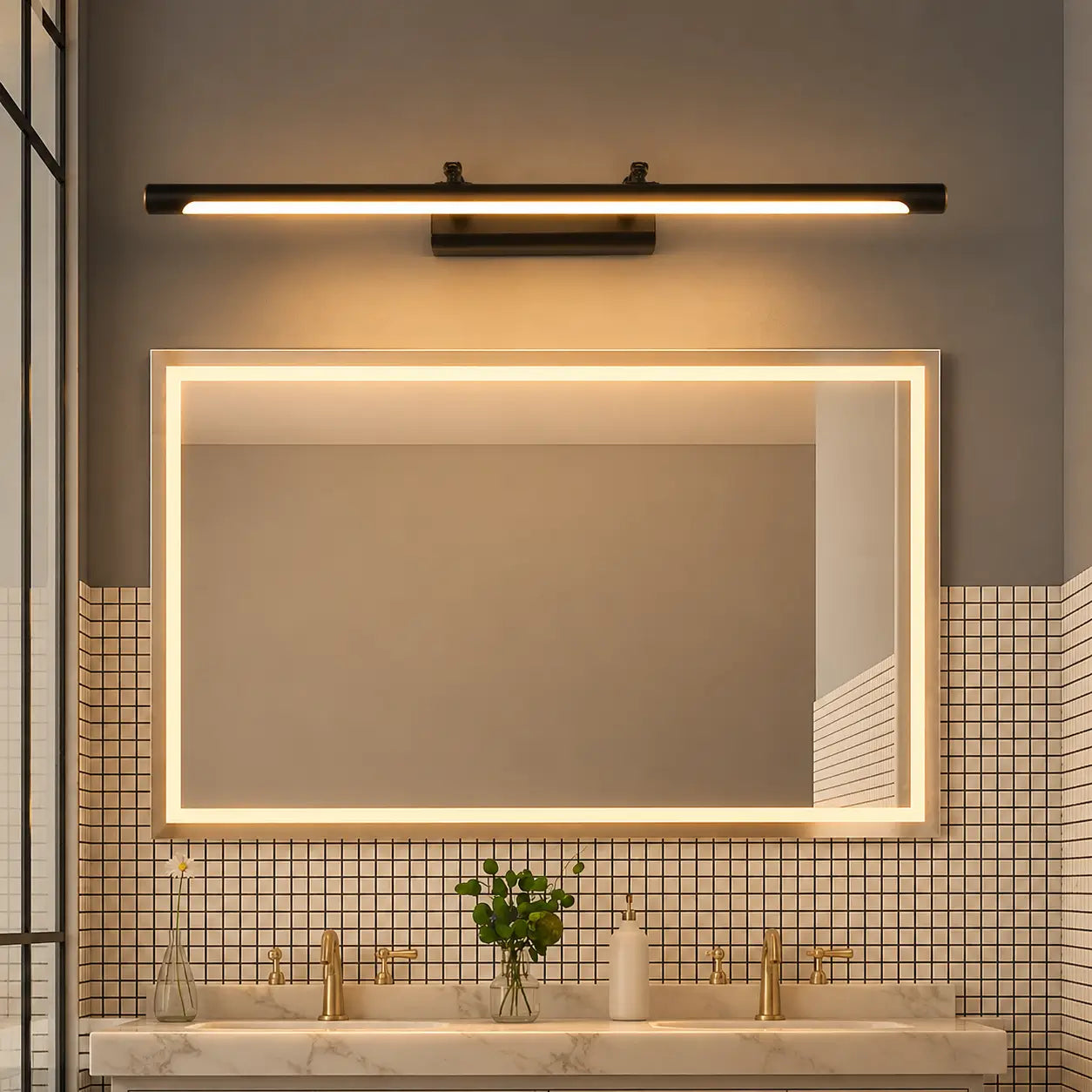 Aplica LED pentru oglindă baie cu lumină alb cald design modern negru