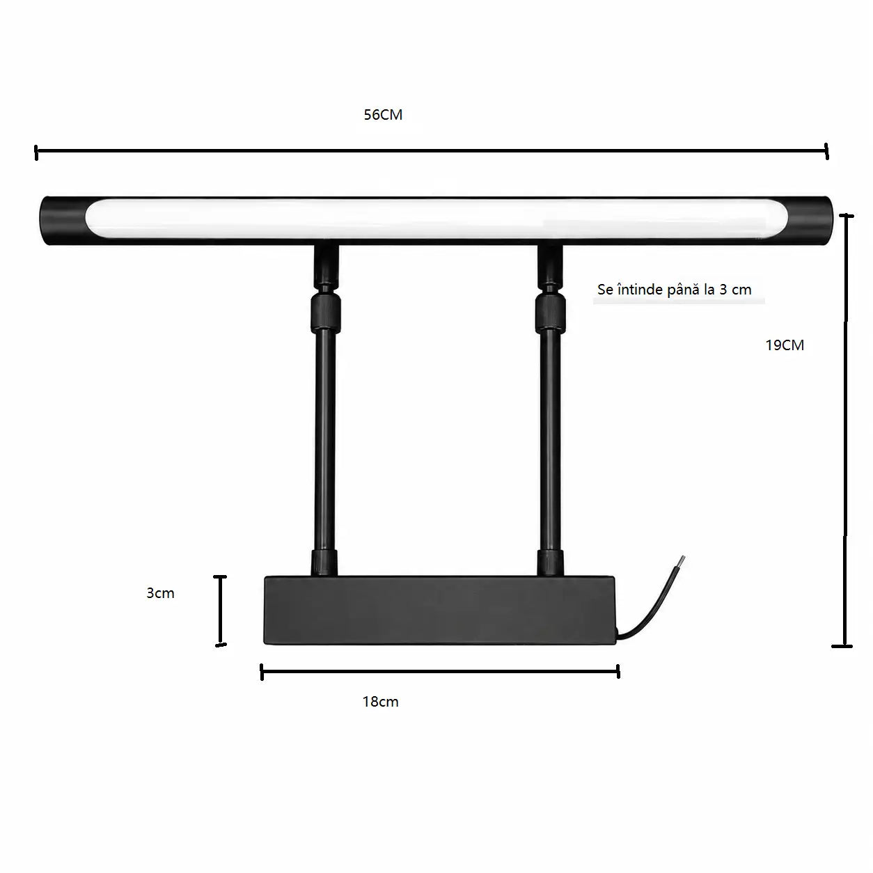Aplica LED perete baie neagră IP44 25W lumină alb cald pentru oglindă și mobilier baie