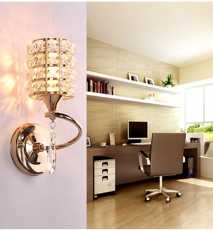 Aplica de Perete cu Abajur din Cristal, E27, 60W, Crom Lucios, Modernă,Aplica 606-FGD