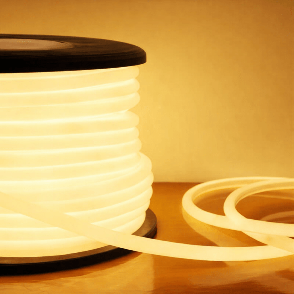 Banda LED 360 rotunda 100M alb cald 3000K pentru iluminat exterior gradina si terasa