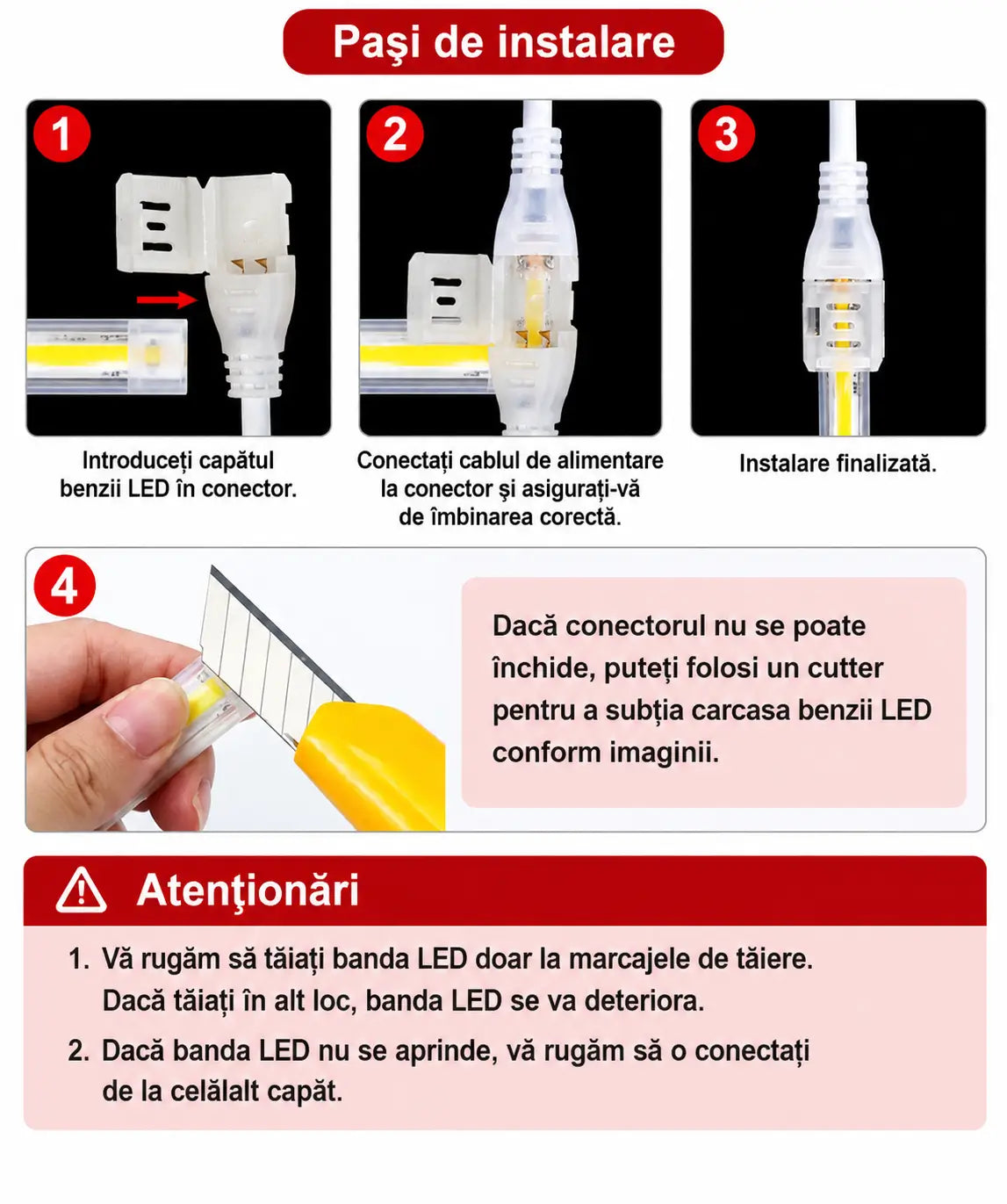 Instrucțiuni pas cu pas pentru instalarea benzii LED COD