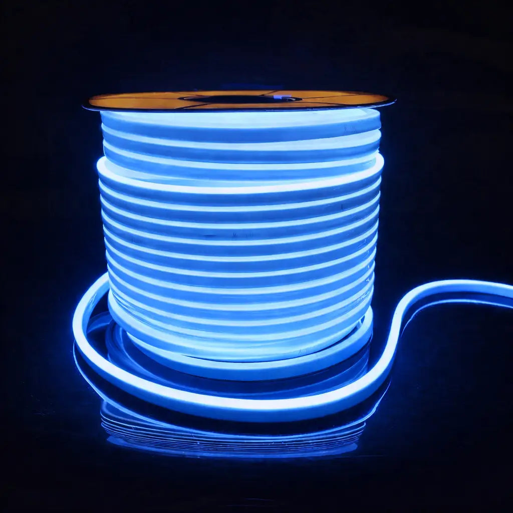 banda led neon flex 220v 100m albastru iluminat exterior ip65
