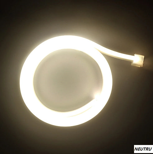 Detaliu bandă LED Neon Flex cu silicon mat și lumină continuă