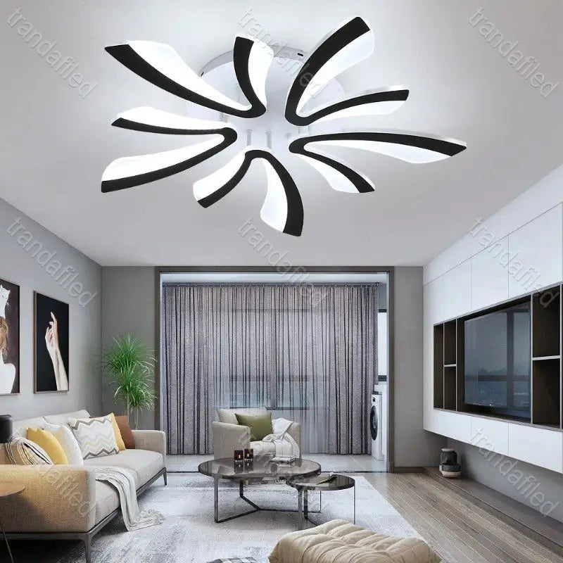candelabru-led-120w-dimabil-cu-5-brate-telecomanda-si-control-mobil-design-modern-alb-mat-pentru-living-sau-dormitor