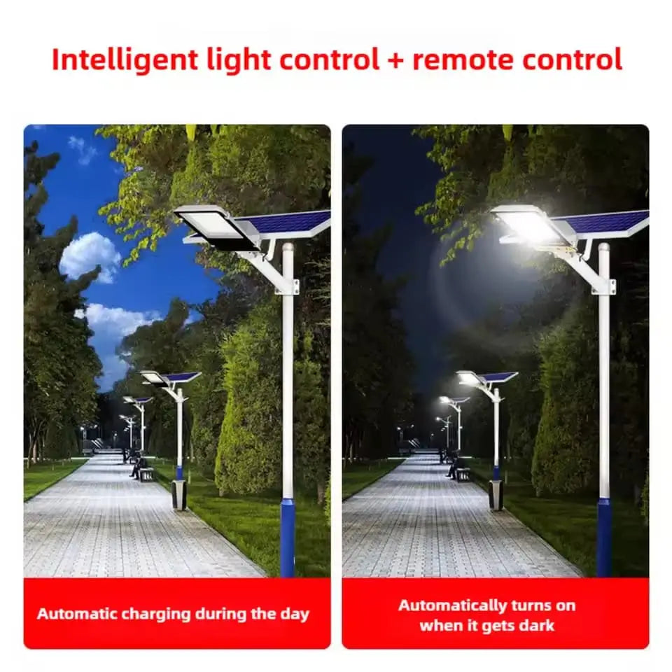 Iluminat stradal cu lampa solara LED 400W pe timp de noapte