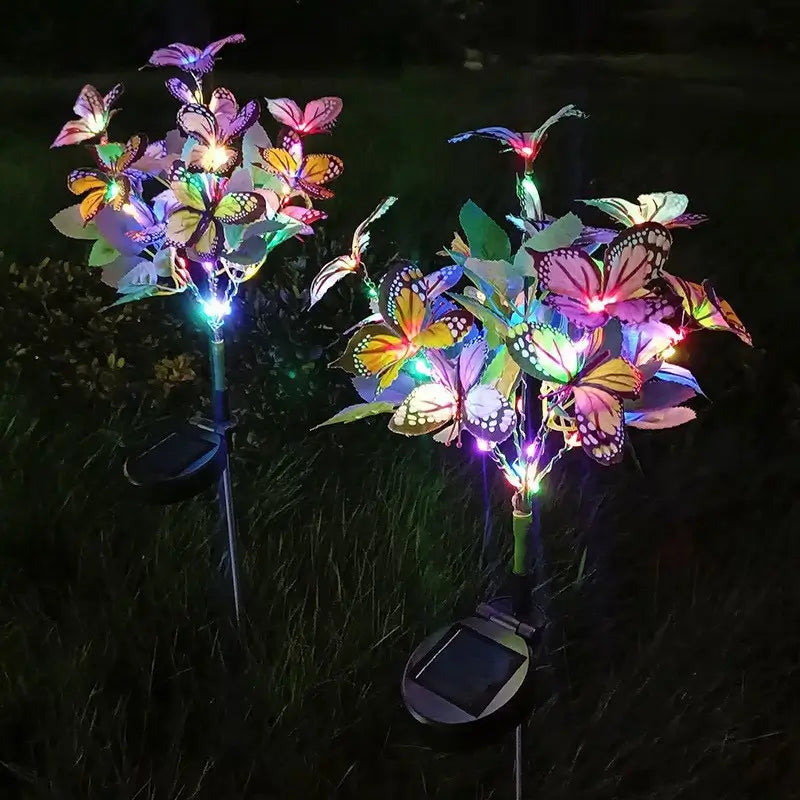 lampă solară decorativă cu fluturi iluminat grădină pe timp de noapte
