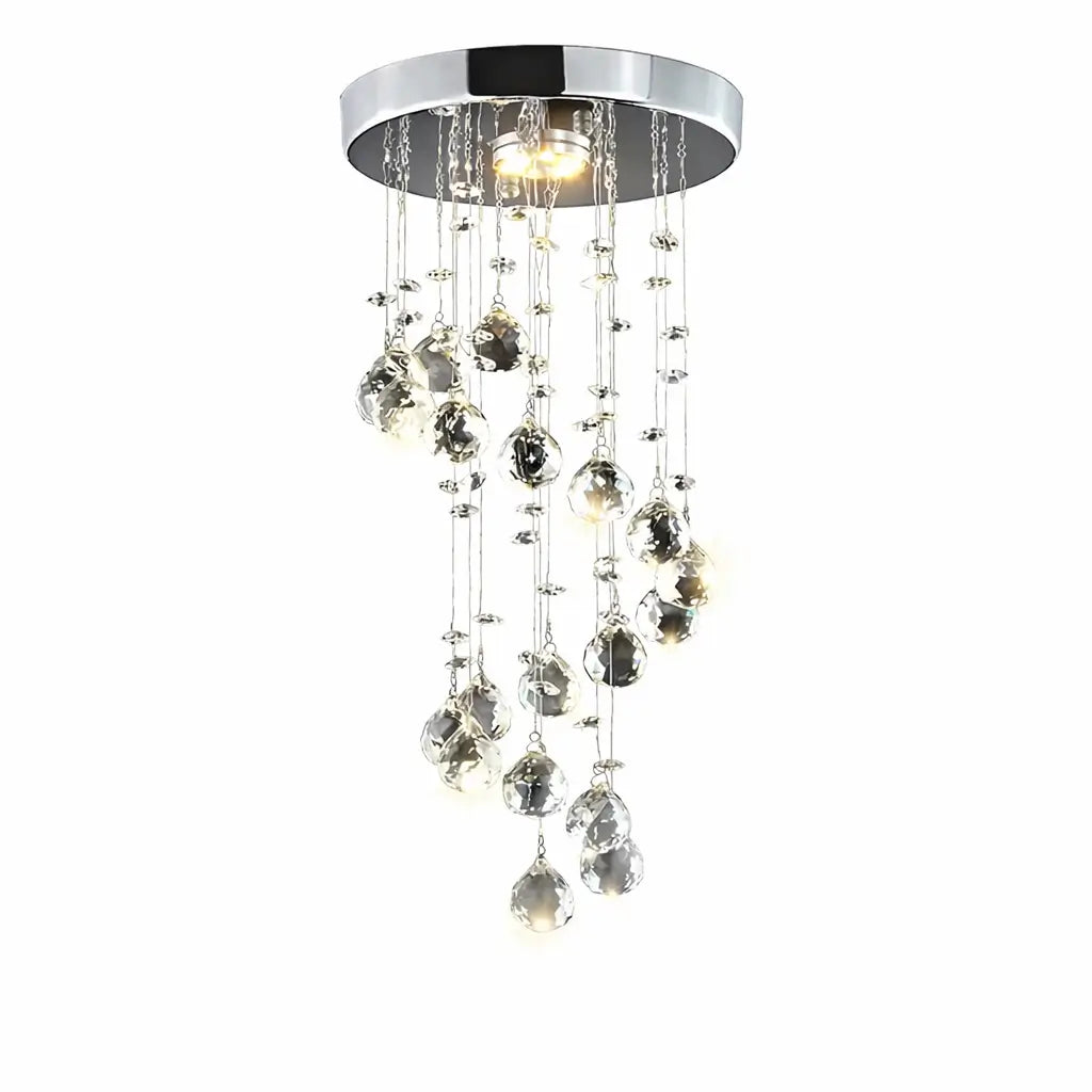 Lustra moderna din cristal cu baza cromata pentru tavan, design elegant pentru living, dormitor sau hol.