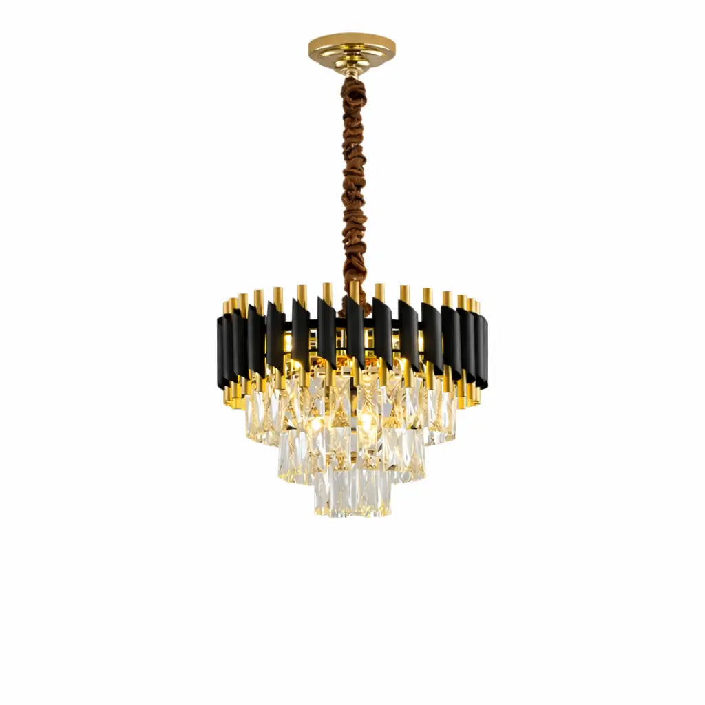 Lustra moderna neagra cu cristale 40cm pentru living sau dormitor, design elegant pentru iluminat interior.
