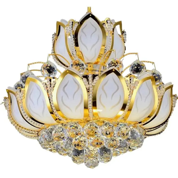 920-400fgd.jpgLustră sticlă K9 auriu, design lotus, dulie E14 – model 920-400FGD