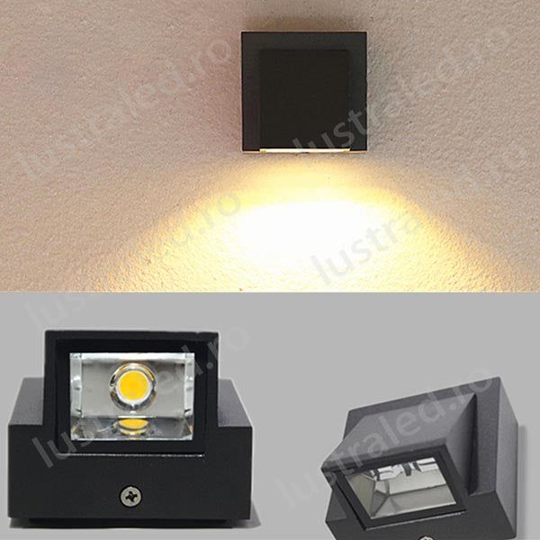 Aplica led exterior ,putere 5w ,culoare neagra - lustra led